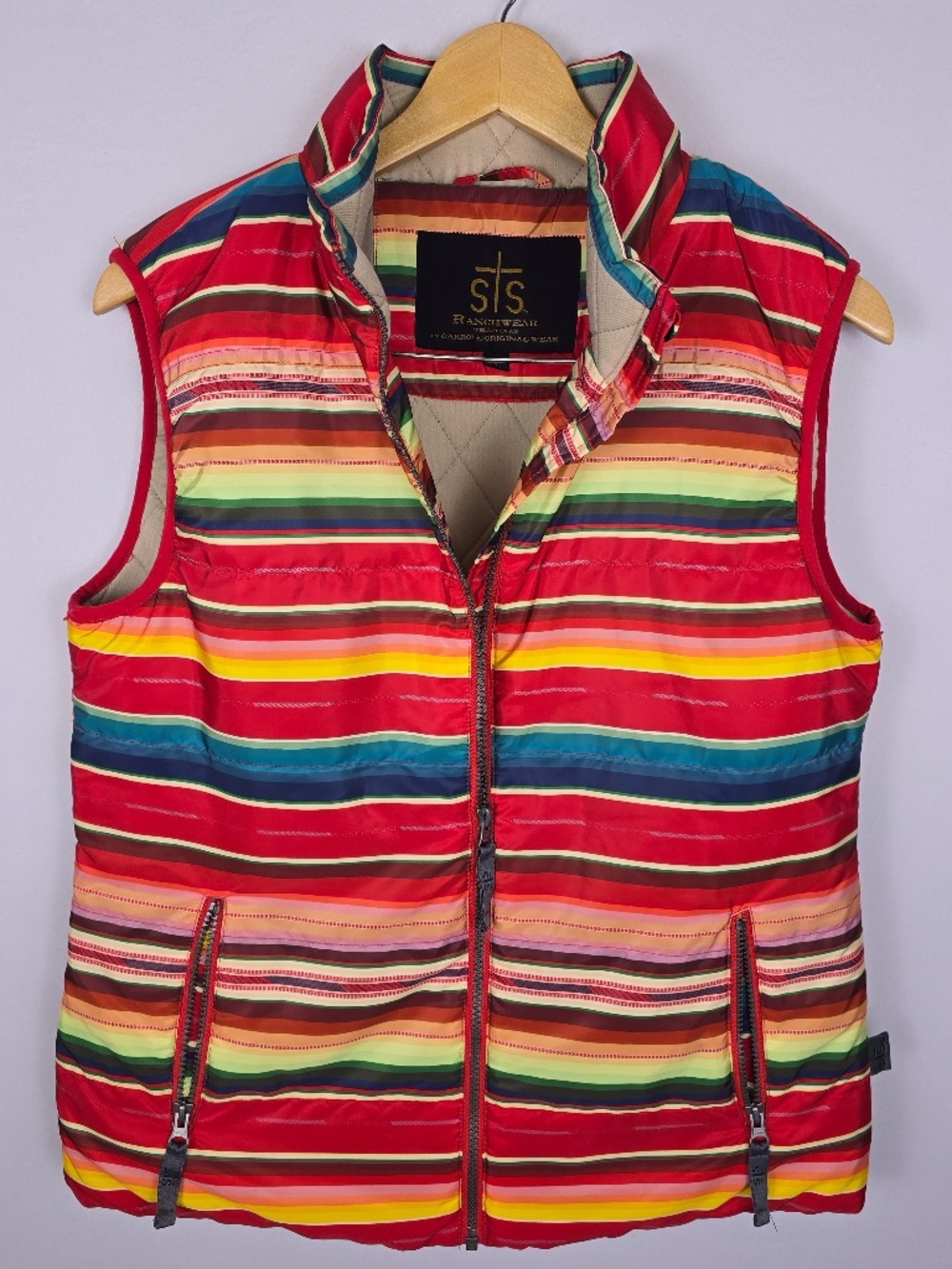 STS Ranchwear The Sealy Serape Puffer Vest Multi-Color Stripe Western Large